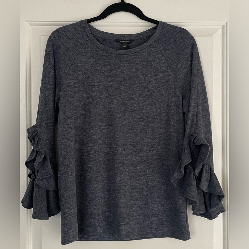 Banana Republic Charcoal Ruffle Sleeve Blouse/Top